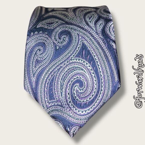 KORS Michael Kors Blue & Purple Paisley Neck Tie - Picture 6 of 9